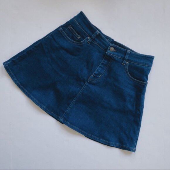 Zara Blue Jean Skater Skirt - Picture 2 of 6